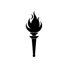 torch flame icon black silhouette vector illustration on transparent background