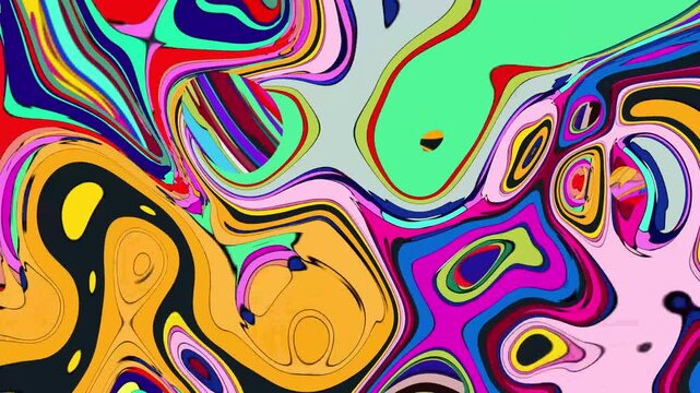 Abstract colorful background with a seamless psychedelic wave pattern for a vibrant, retro textile design 4k Abstract background video