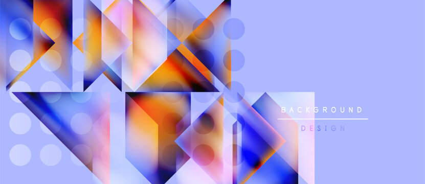 Abstract geometric design. Vibrant colors blend, creating dynamic visual texture. Shapes overlap, forming modern background.