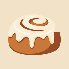 Stylized cinnamon roll with white frosting