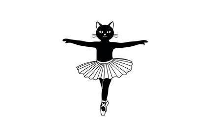 Black Cat Ballerina in Tutu and Pointe Shoes on White Background ballet dancing © PixelSaga MH2 