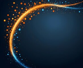 Blue and orange color sparkling effect on blue background.