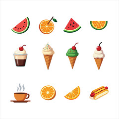 set of food icons.
