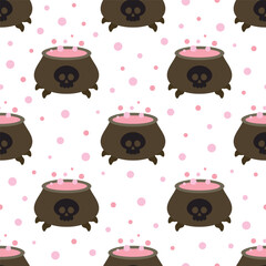 witch cauldron seamless pattern
