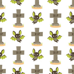 halloween grave seamless pattern