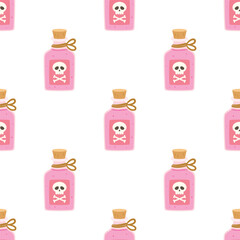 halloween pattern with bottle poison