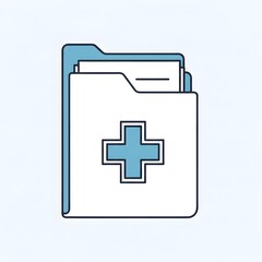 Obraz premium Digital Medical Records Management System Icon for Healthcare Data and Patient Information Storage and Organization