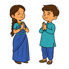 Diwali Festive Kids in Indian Traditional Dress