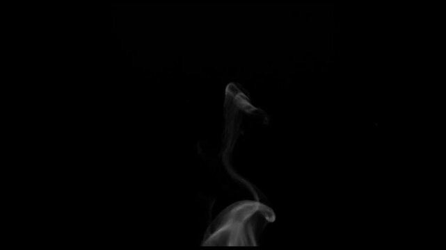 Realistic white smoke on black background.
