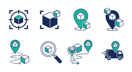 Logistics and Supply Chain Management Digital Icons Representing Tracking Shipping Delivery Warehousing and Fulfillment Processes
