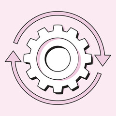 Process Icon with Rotating Gear and Circular Arrows – Ideal for Workflow, Automation, and System Development