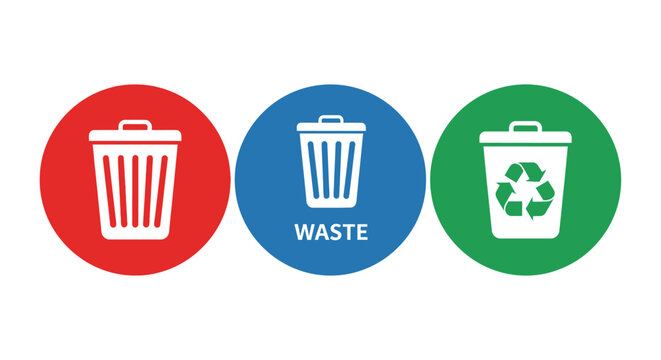 Visual Guide to Waste Separation and Recycling with Color Coded Bins and Clear Symbols for Proper Disposal and Environmental Responsibility