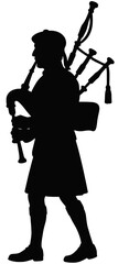 Bagpipe Player Silhouette Vector | Traditional Scottish Music Design
