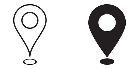 Location pin icon set simple style maps positioning symbol vector