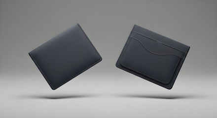 two black leather wallets floating modern design