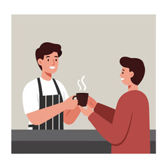 Fototapeta premium Barista handing a customer a hot drink
