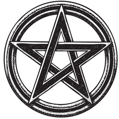 Pentagram Circle Illustration &ndash; Vintage Engraved Esoteric Symbol Artwork
