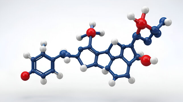 Molecular structure of Catechol,3D rendering