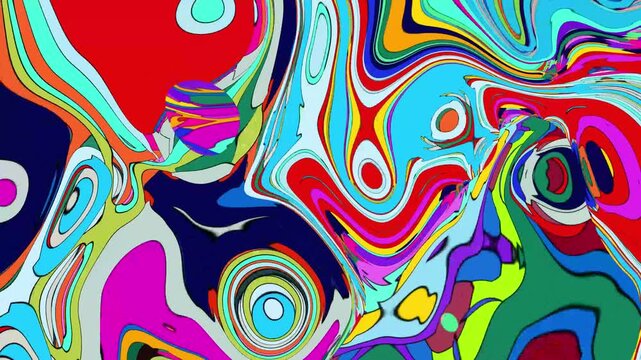 Abstract colorful background with a seamless psychedelic wave pattern for a vibrant, retro textile design 4k Abstract background video