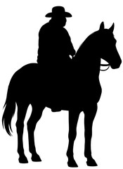 Cowboy Riding Horse Silhouette Vector | Western Rodeo Wild West Design