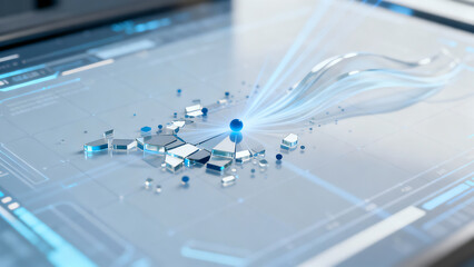 High-Tech Scatter Plot Assembling on a Futuristic HUD