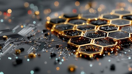 Futuristic hexagon circuit board digital design high resolution image