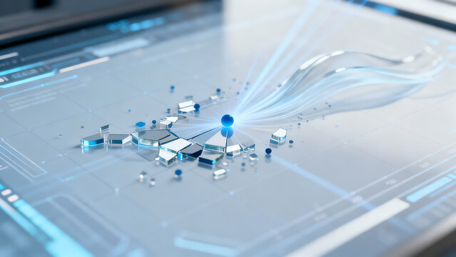 High-Tech Scatter Plot Assembling on a Futuristic HUD