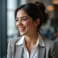 Amused businesswoman giggling to herself