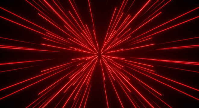 Hyperspace Jump: Red Light Speed Lines on Black Background Creates a Visual Effect