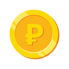 Golden Coin Icons with Russian Ruble (RUB) Currency Symbols Vector. Illustration of shiny gold coins. Financial, economic, crypto, investment design concepts.