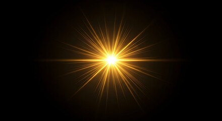 Obraz premium Golden glowing starburst on black background
