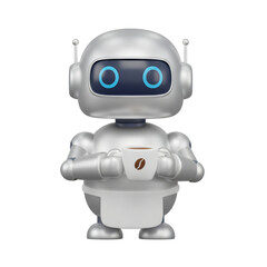 Robot barista holding a cup of coffee