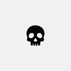 Halloween Skull Icon – Spooky Human Skull Silhouette Vector Illustration for Horror Themes, Creepy Designs, and Day of the Dead Decorations