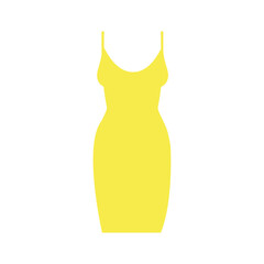 Simple yellow slip dress with thin straps on a white background