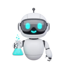 Robot scientist holding a chemical beaker