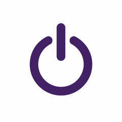 Simple purple power button icon on a white background