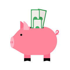 A Pink Piggy Bank Full of Money, Symbolizing Savings, Financial Growth, and Wealth Accumulation for Future Investments and Security