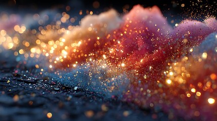 Golden abstract dust with magical glow high resolution image