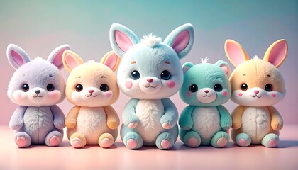 Cute cartoon bunnies in pastel colors (1)