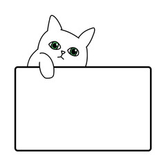 Cute Kitty Cartoon with Empty Board for Message or Text