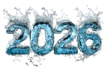 2026 Numbers Formed from Splashing Water