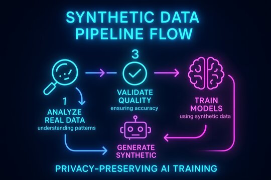 Synthetic Data Flow Diagram with Generation Process for AI Development