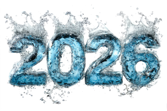 2026 Numbers Formed from Splashing Water