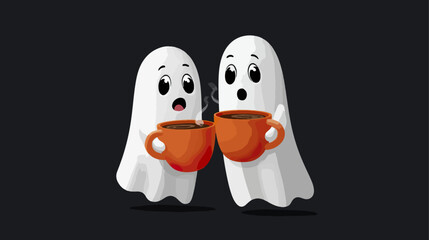 Obraz premium Illustration of coffee cups and figures on a table