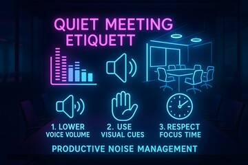 Quiet Meeting Infographic with Noise Reduction Tips for Productive Workplaces