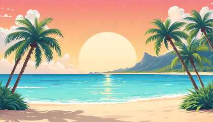 Obraz premium tropical beach with palm trees