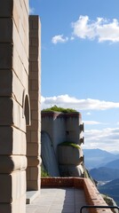 Balcony view overlooking scenic mountains