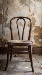Abandoned chair in a decaying room