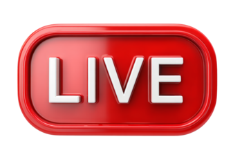 Red glossy LIVE streaming button icon