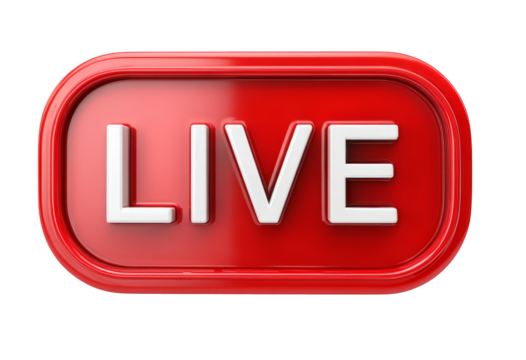 Red glossy LIVE streaming button icon